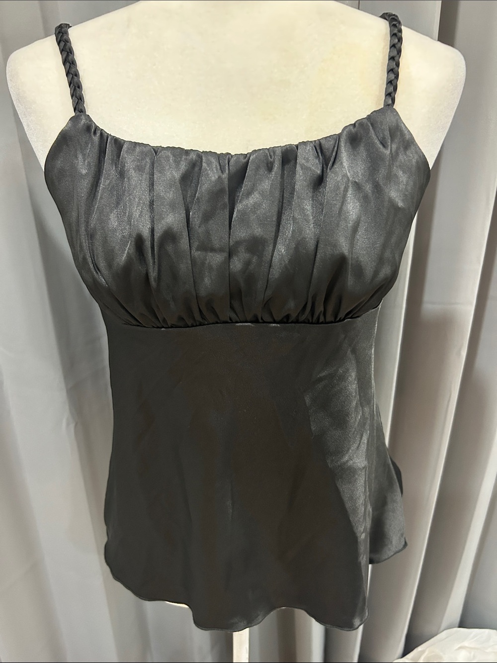 Byer California Black Satin Braided-Strap Camisole